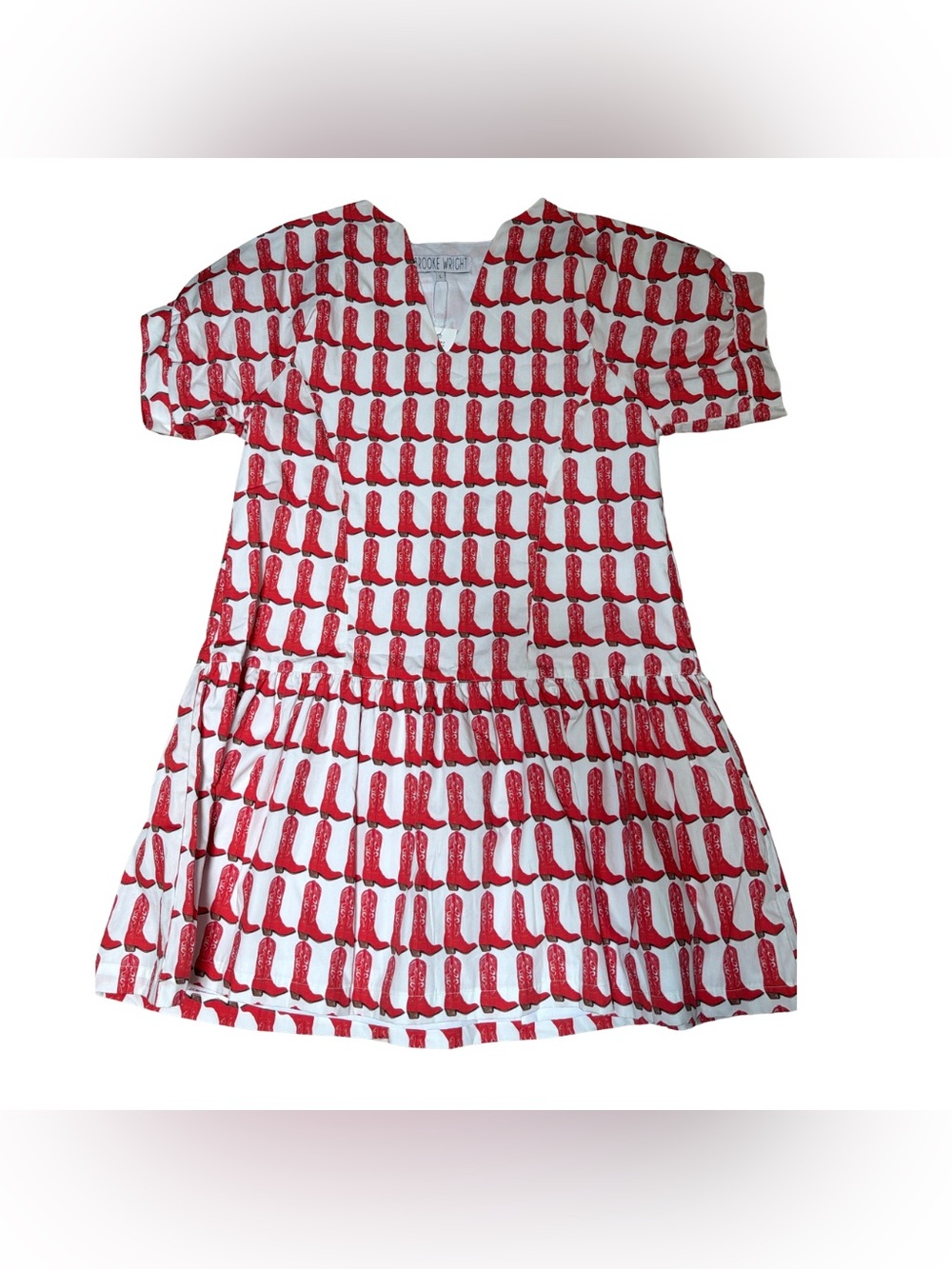 NWT Brooke Wright Lucy Cowboy Boot Print Dress Size Large